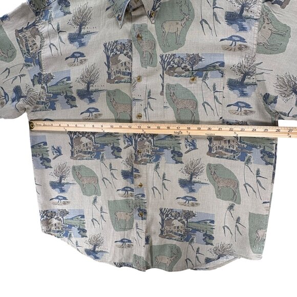 Bugle Boy Shirt Men XL Deer Wildlife Long Sleeve Vintage 90's All Over Print - Picture 4 of 11